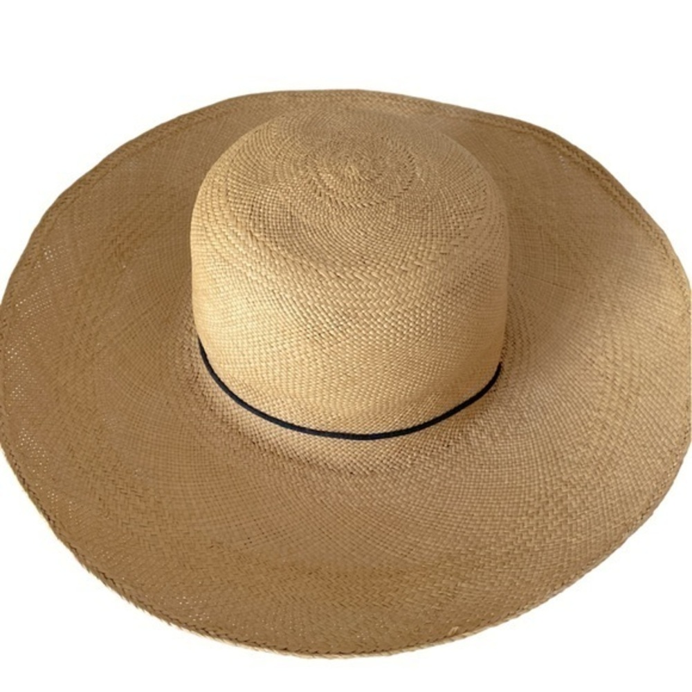 Boutique Straw Sunhat - OSFM tan straw w leather ties
